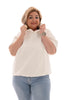 Hoodie korte mouwen wafel roomwit