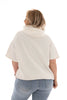 Hoodie korte mouwen wafel roomwit