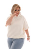 Hoodie korte mouwen wafel roomwit
