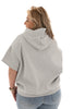Hoodie korte mouwen wafel lichtgrijs