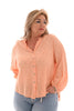 Top v-hals geknoopt gouden vegen peach
