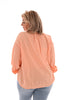 Top v-hals geknoopt gouden vegen peach