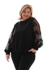 Sweater gehaakte mouwen bloemen zwart