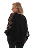 Sweater gehaakte mouwen bloemen zwart