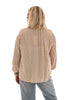 Top v-hals geknoopt gouden vegen beige