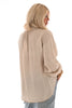 Blouse v-hals geknoopt crepe beige