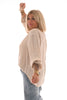 Blouse v-hals geknoopt crepe beige