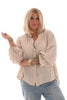 Blouse v-hals geknoopt crepe beige