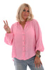 Blouse v-hals geknoopt crepe roze