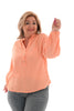 Top v-hals gouden bloemetjes peach