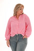 Top v-hals gouden bloemetjes barbieroze
