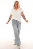 T-shirt v-hals Paris roomwit/rood