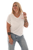 T-shirt v-hals Paris roomwit/rood