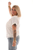 T-shirt v-hals Paris roomwit/rood