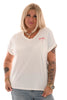 T-shirt v-hals Paris roomwit/rood