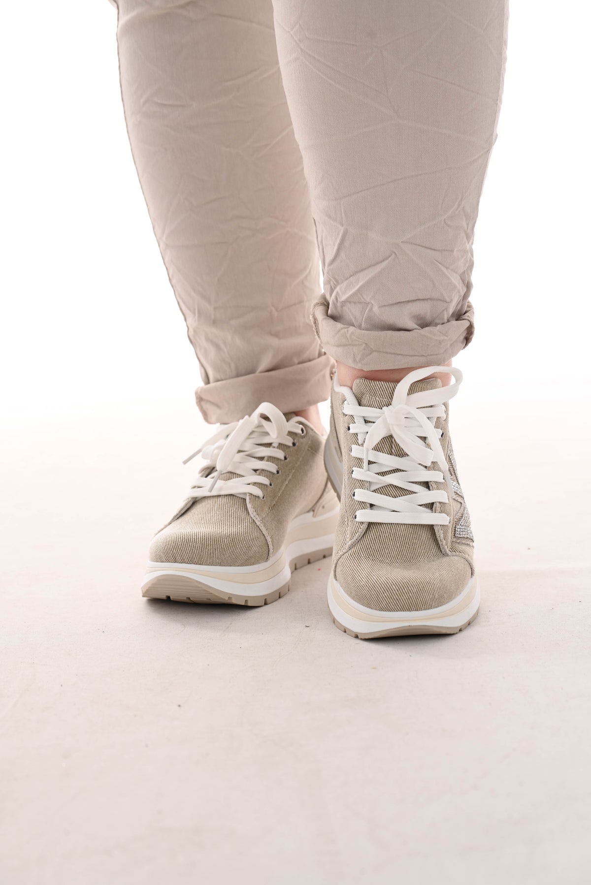 Sneaker platform canvas beige