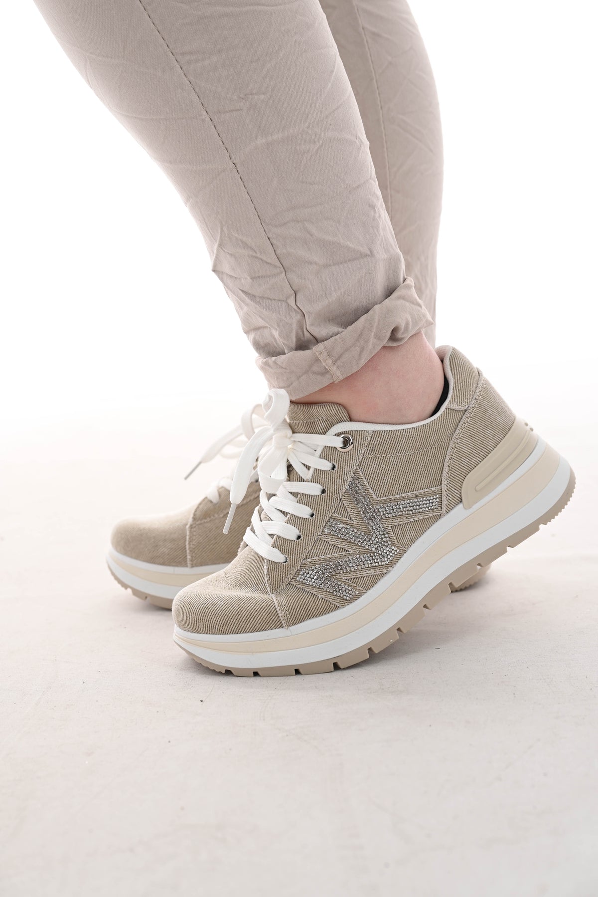 Sneaker platform canvas beige