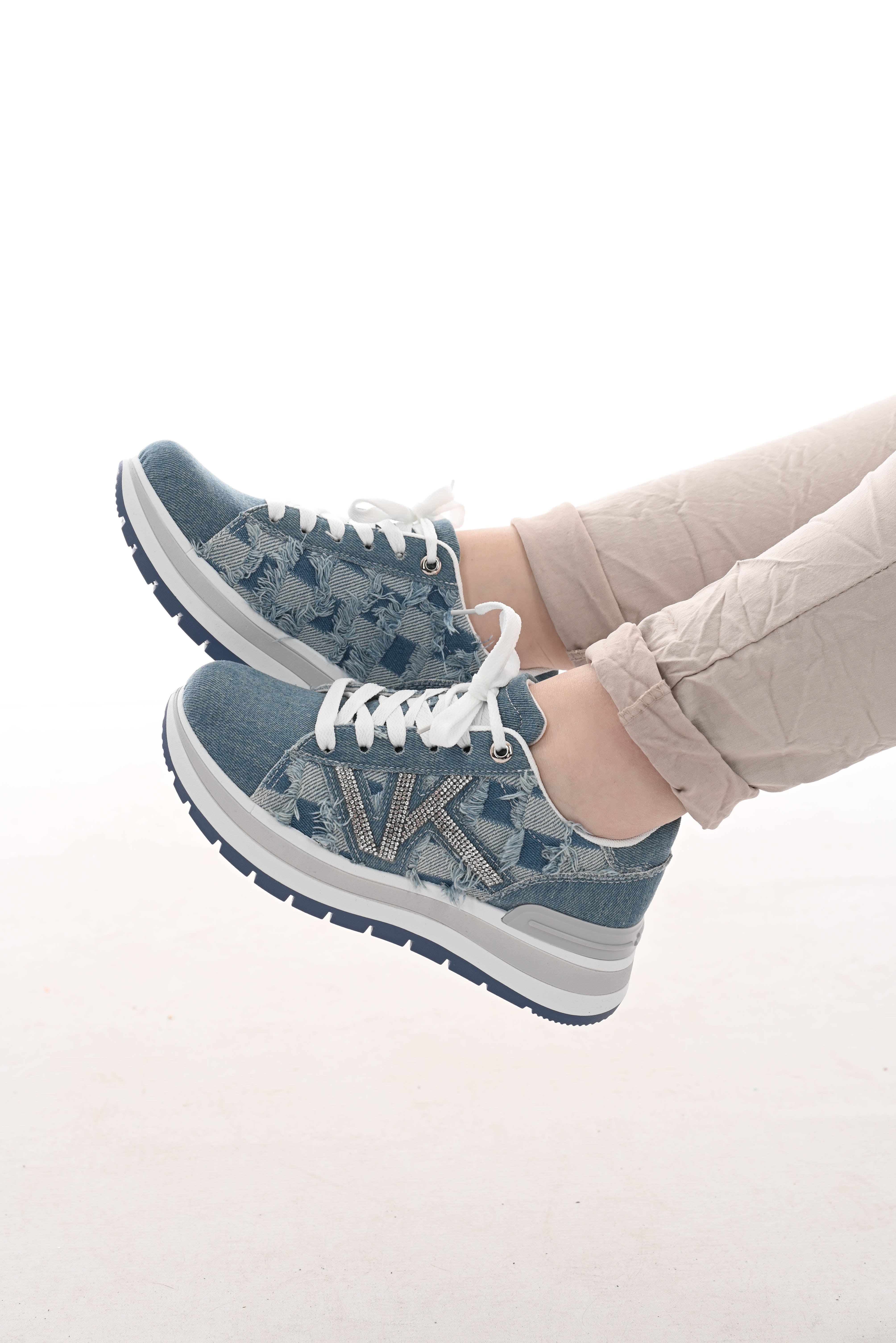 Sneaker platform canvas jeans