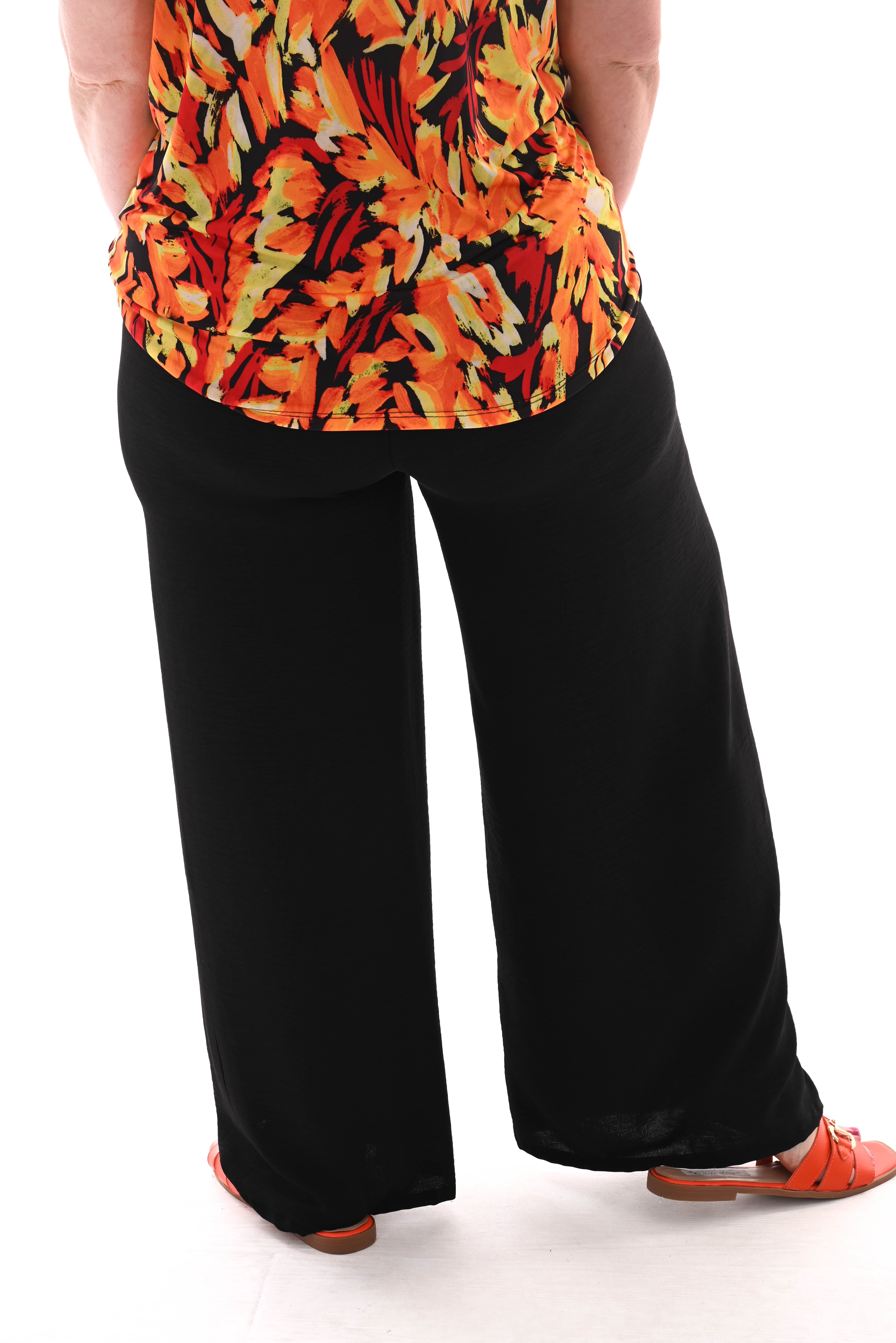 Wijde broek smock band uni zwart