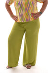 Wijde broek smock band uni lime