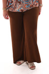 Wijde broek smock band uni bruin