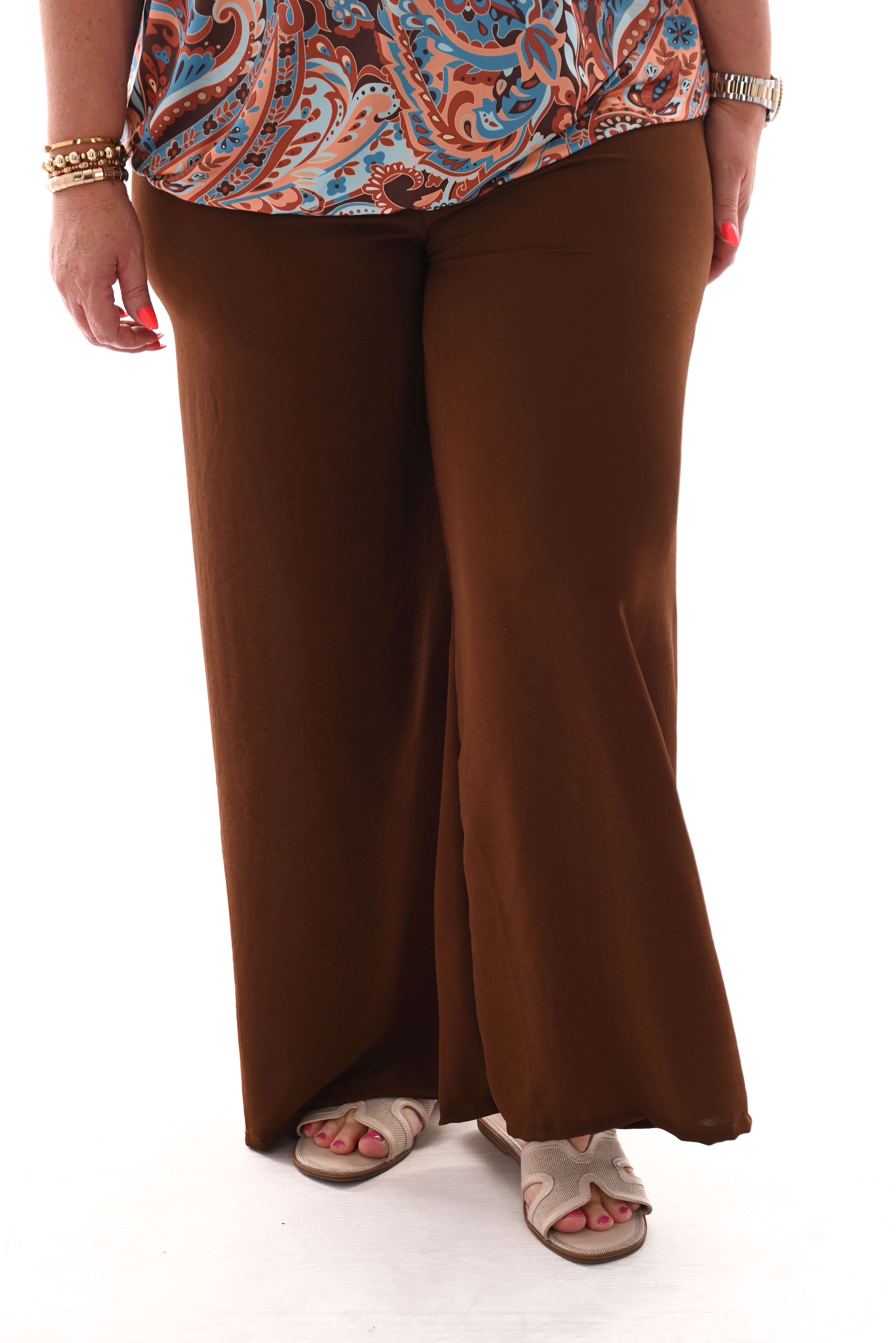 Wijde broek smock band uni bruin