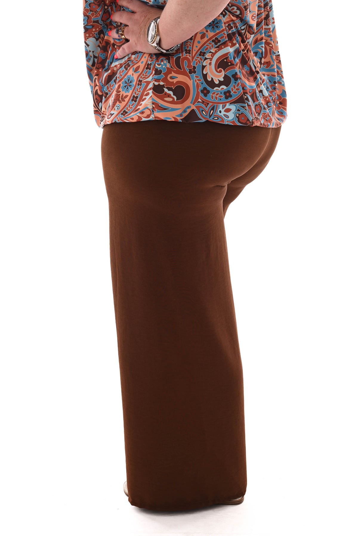 Wijde broek smock band uni bruin
