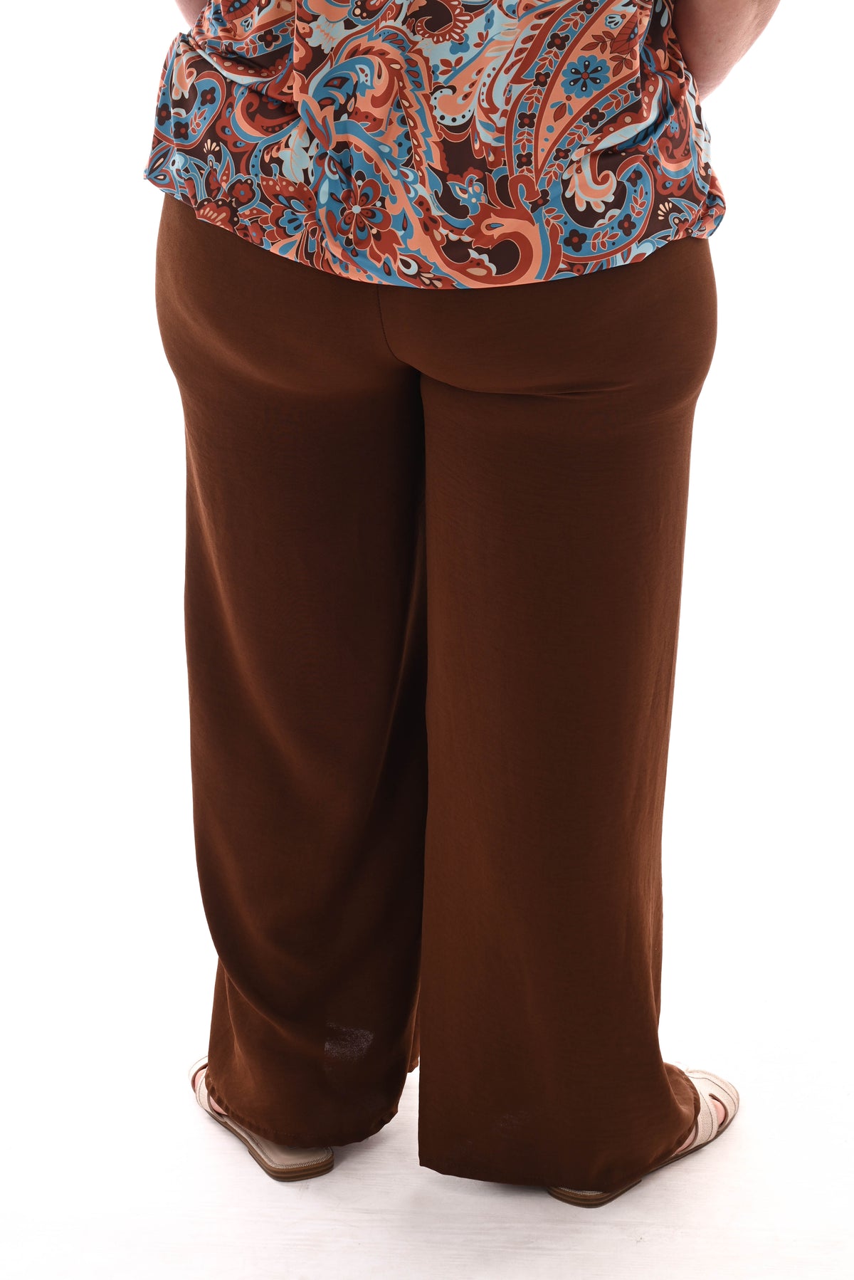 Wijde broek smock band uni bruin