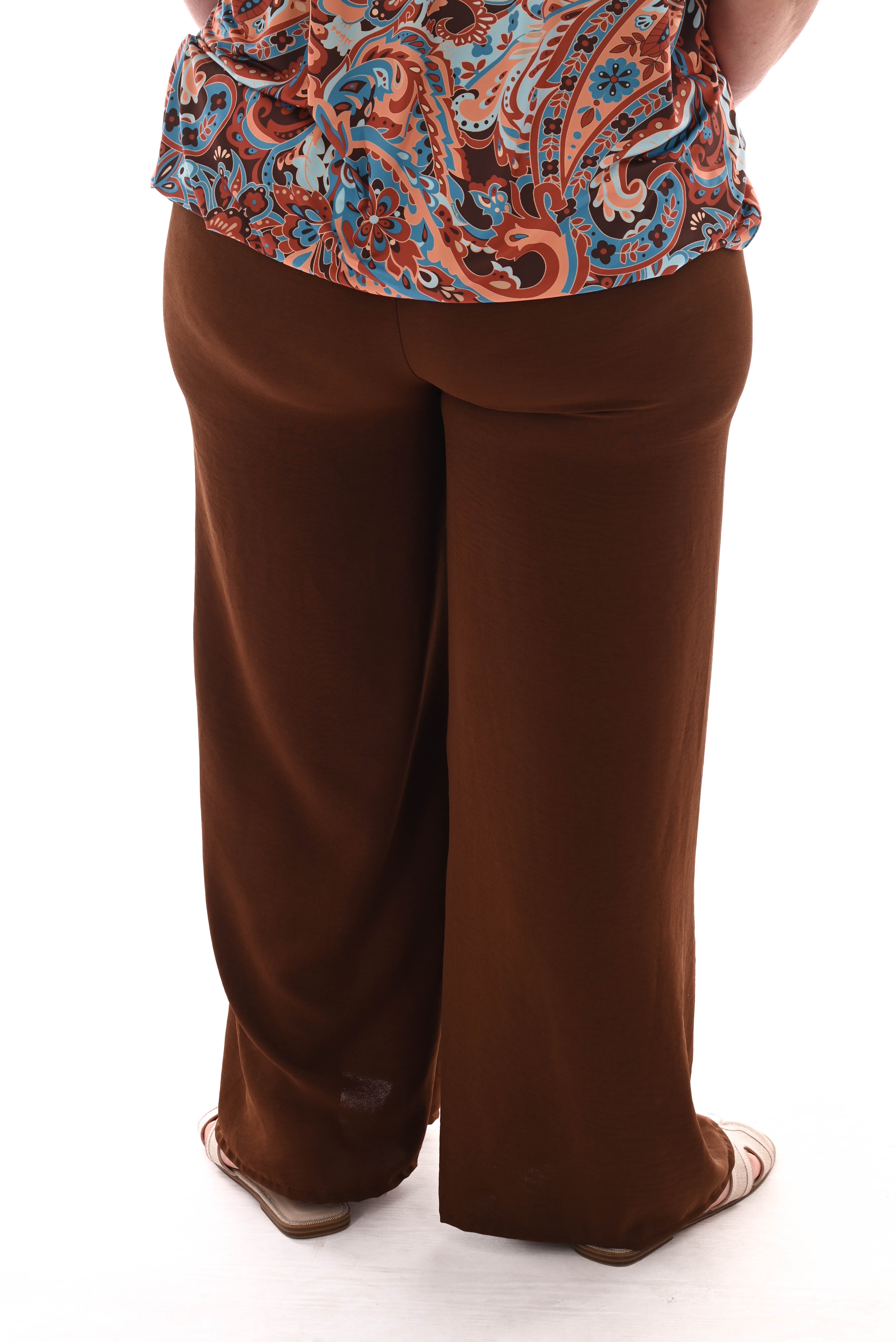 Wijde broek smock band uni bruin