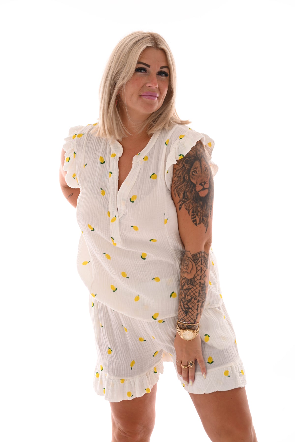 Twinset roezel lemon roomwit