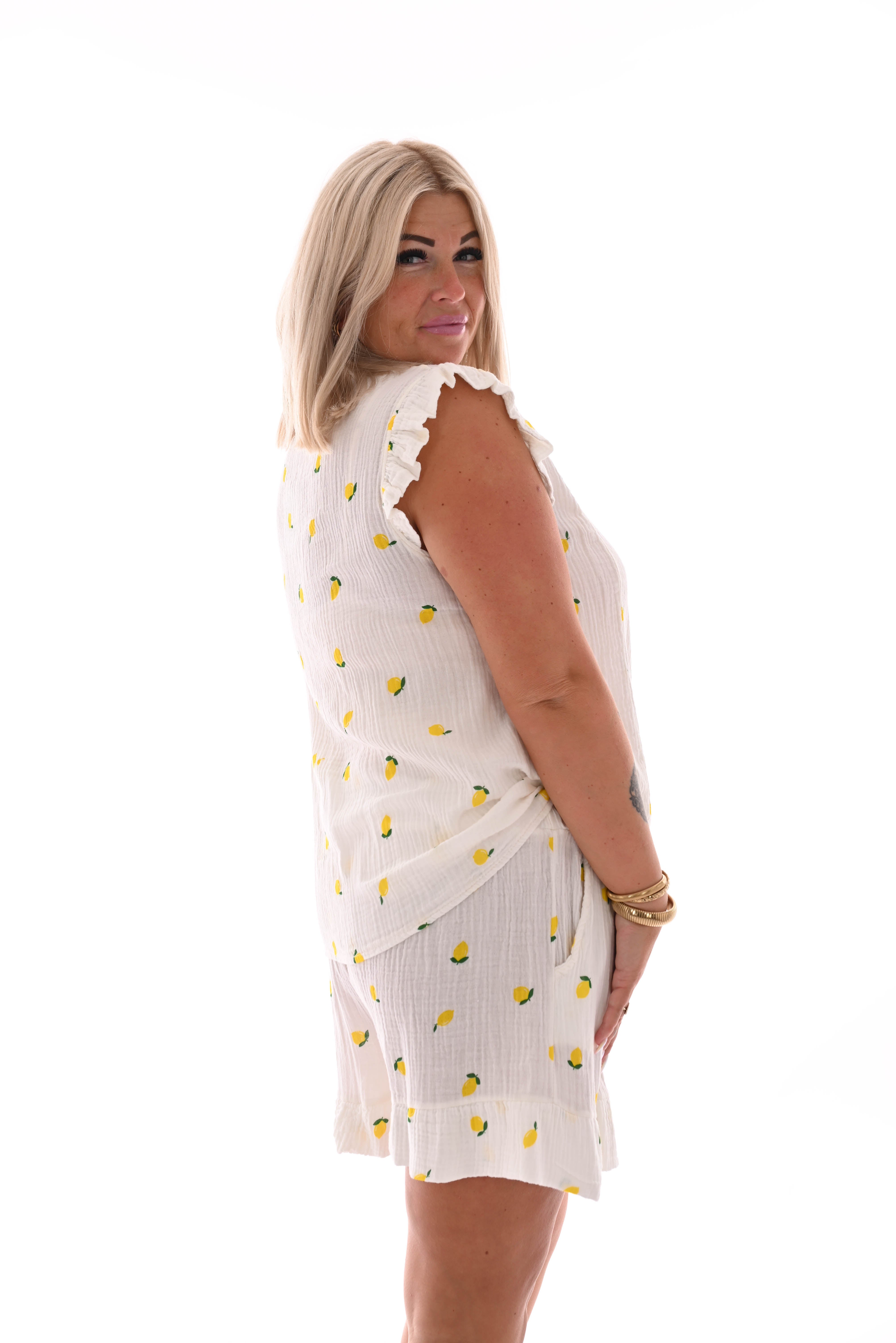 Twinset roezel lemon roomwit
