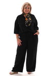 Tweedelig set blouse met borstzak uni zwart