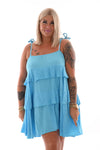 Korte jurk laagjes blauw