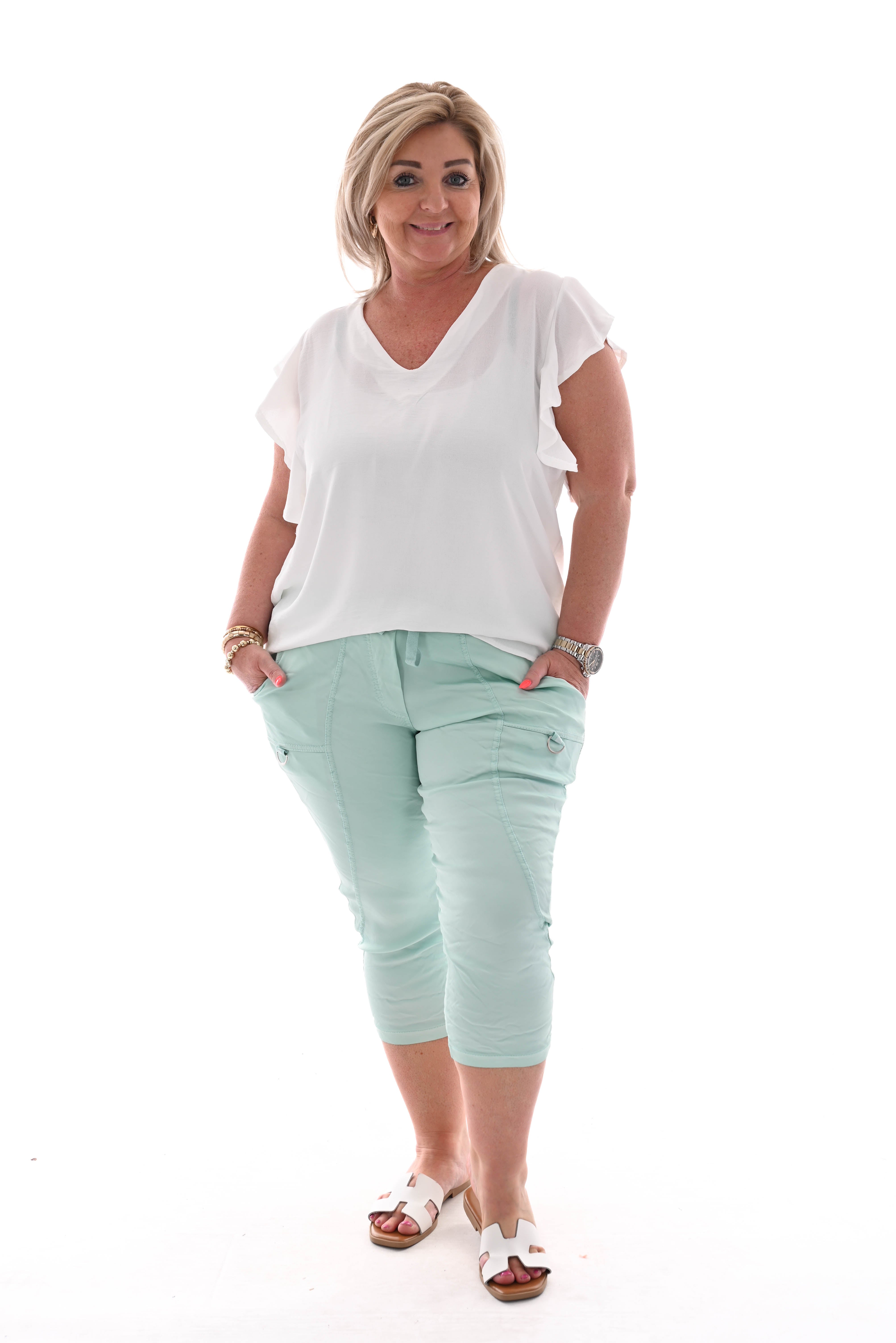 Stretch silky capri mint