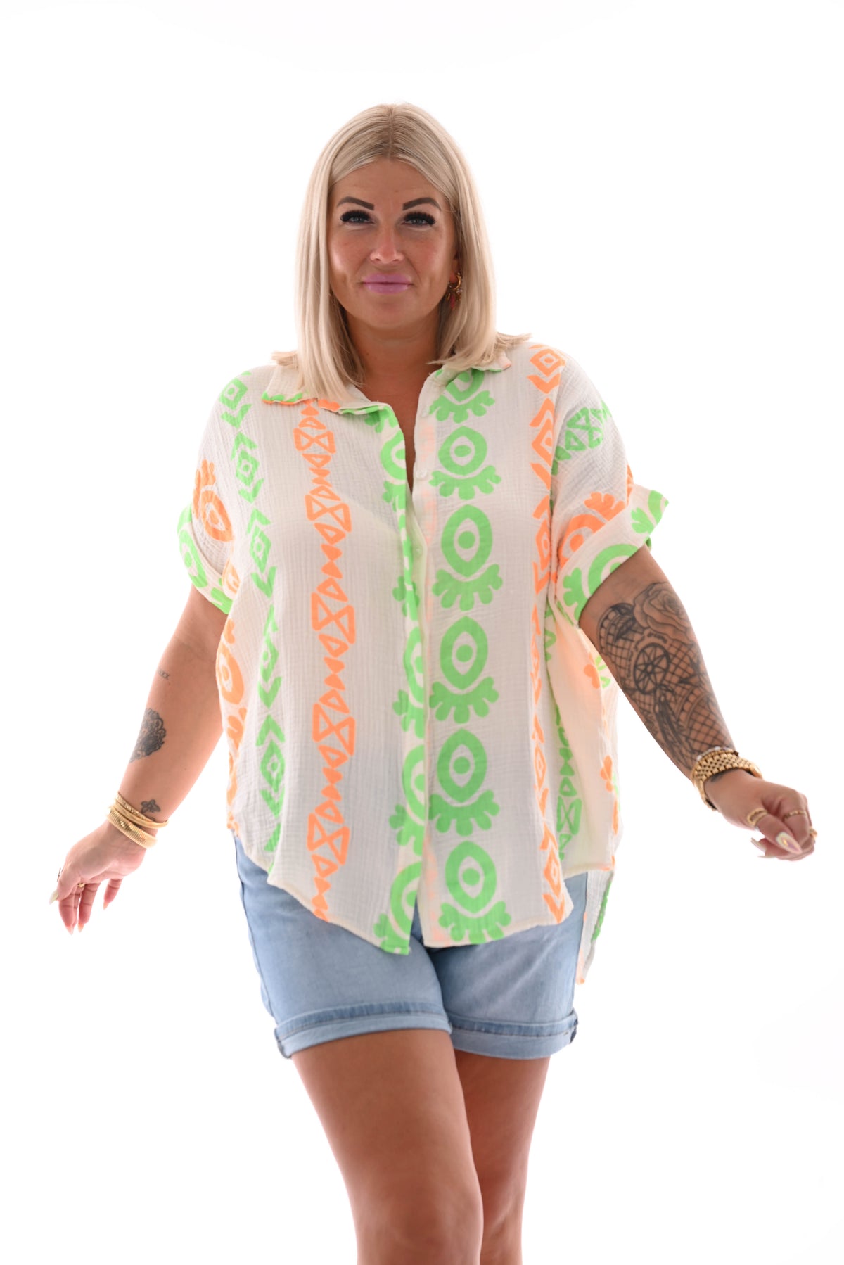 Blouse tekens oranje/groen