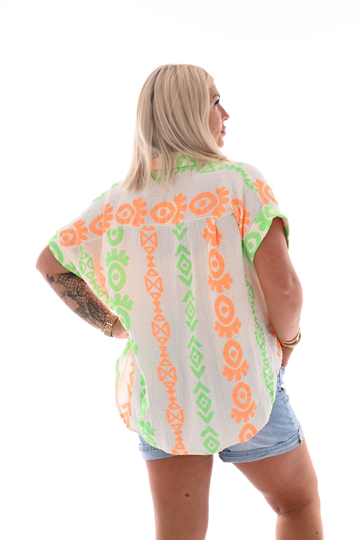 Blouse tekens oranje/groen