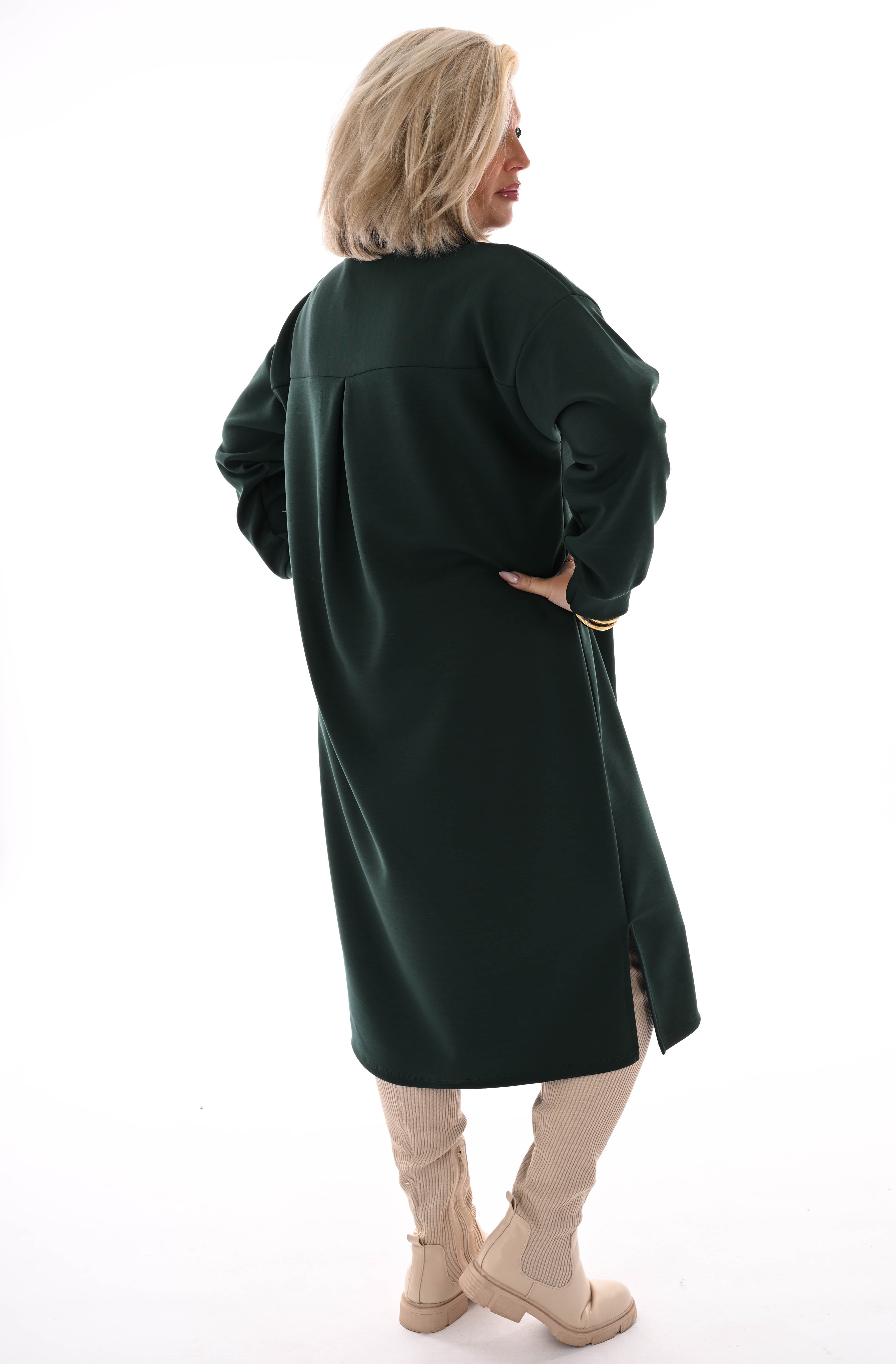 Sweaterdress believe in yourself donkergroen