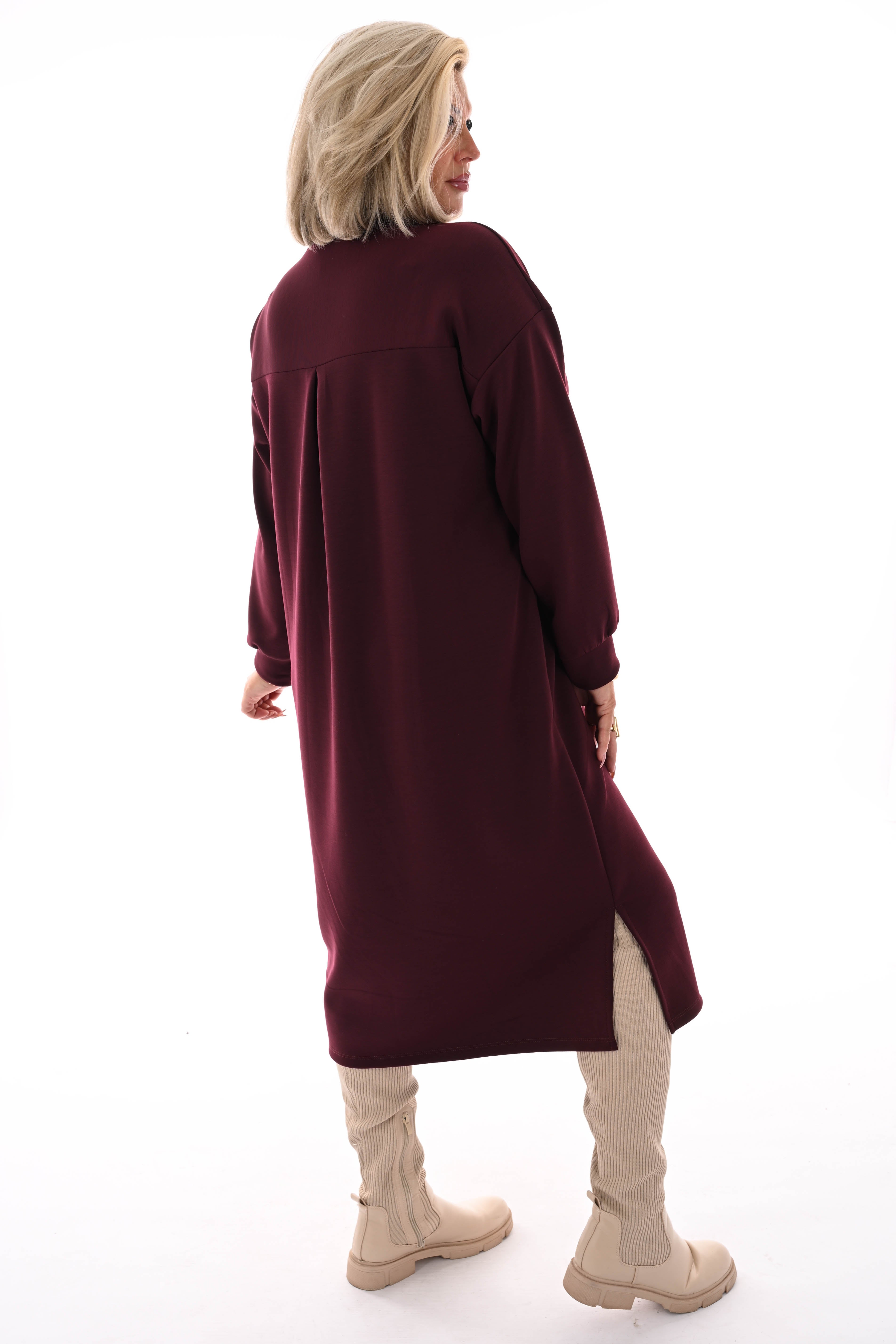 Sweaterdress believe in yourself aubergine