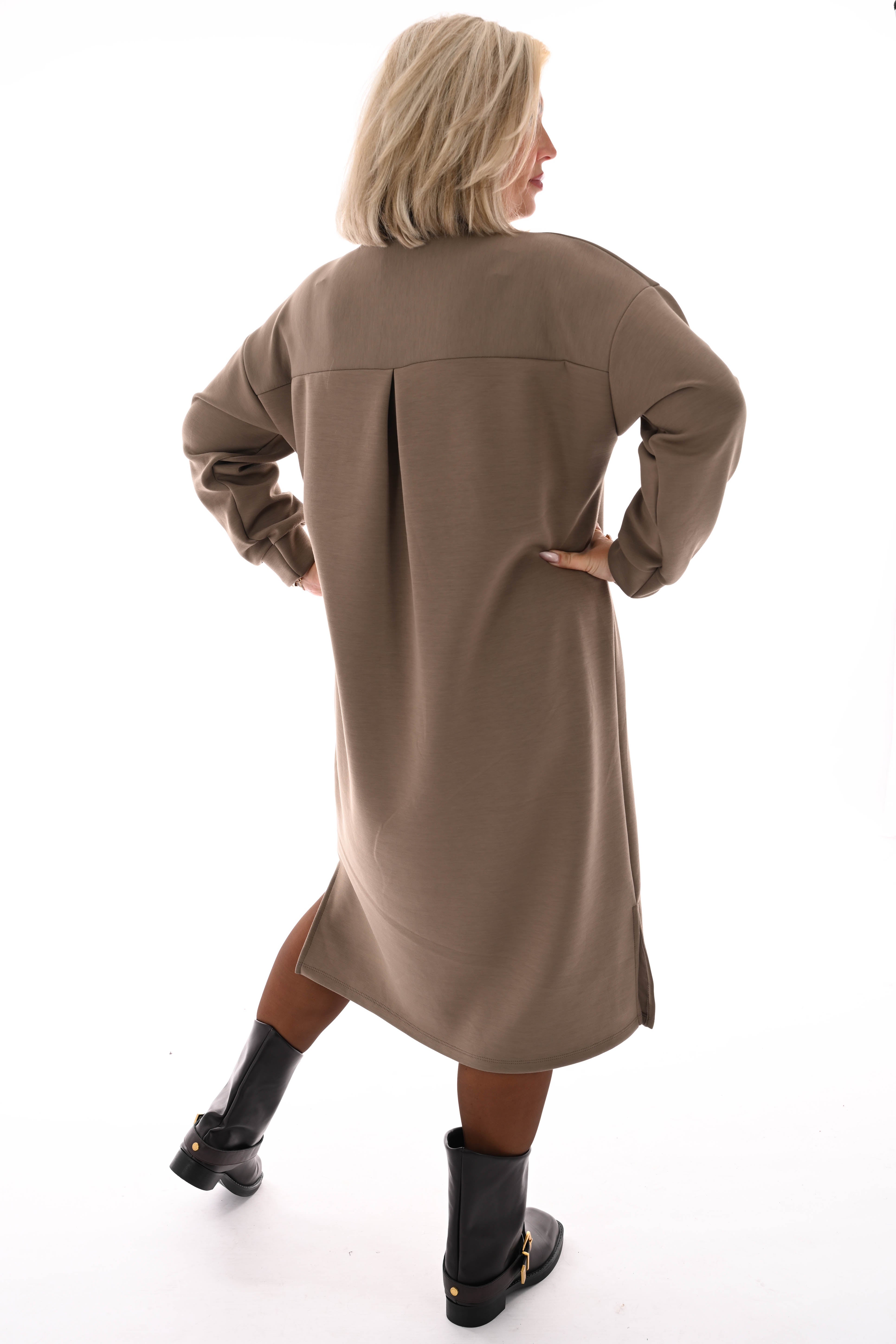 Sweaterdress believe in yourself lichtbruin