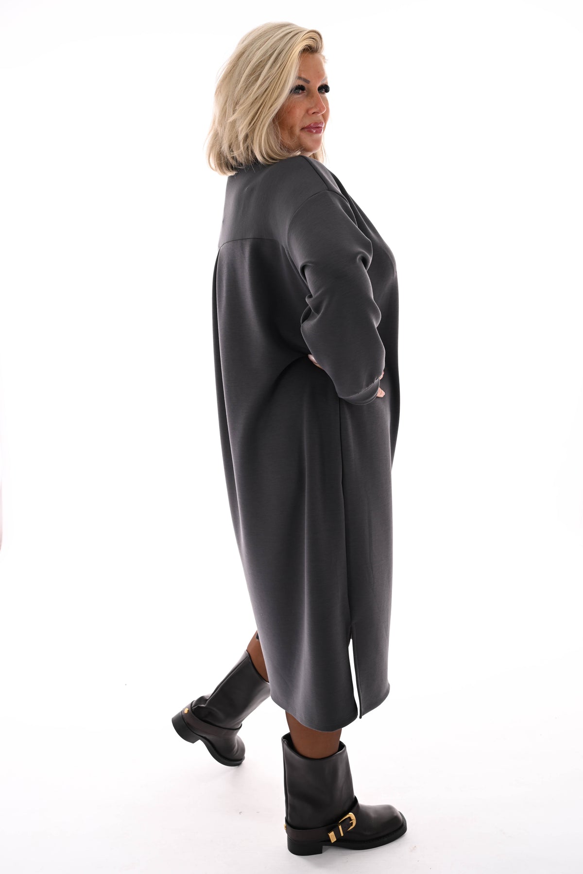 Sweaterdress believe in yourself antraciet