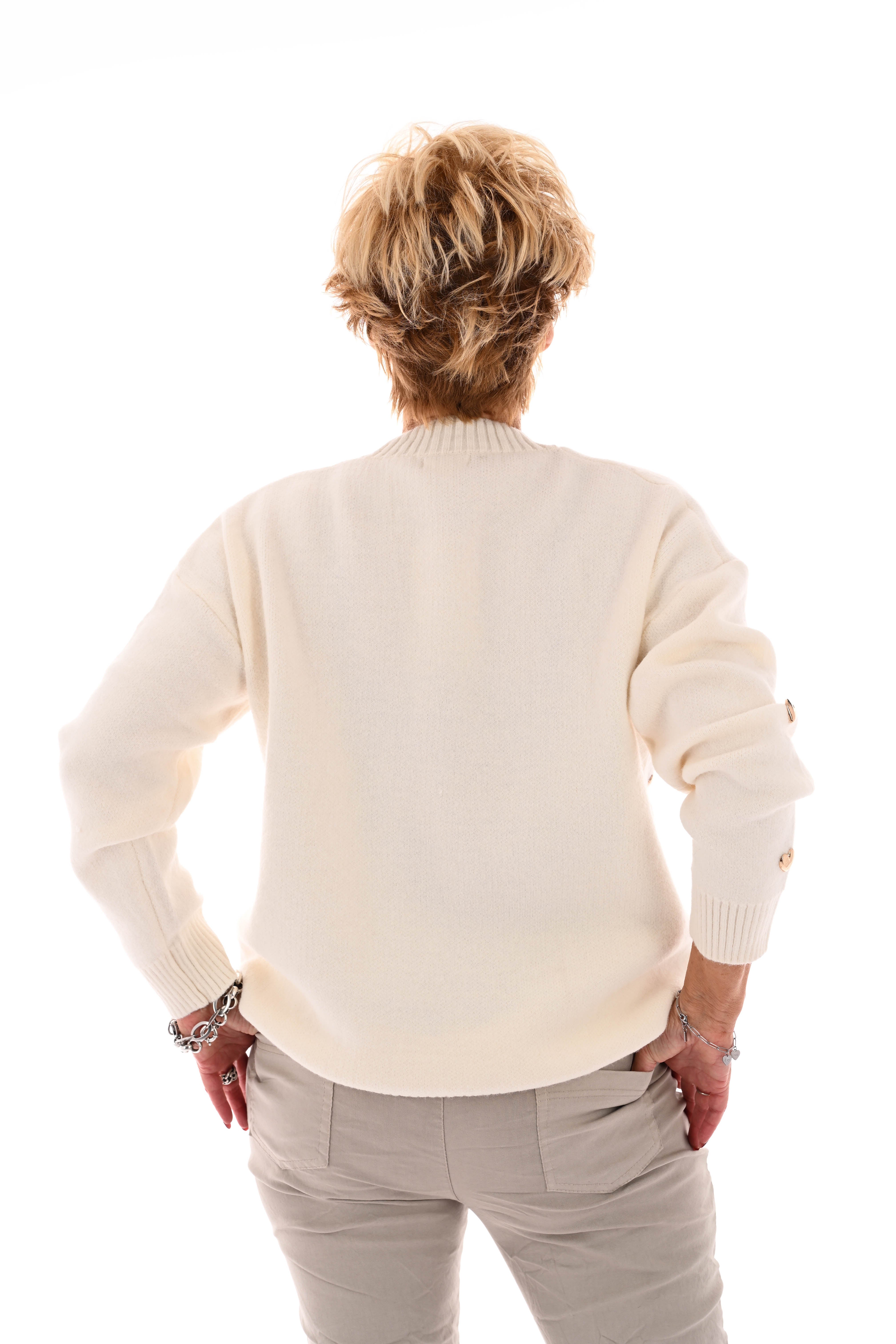 Kort vest hartjes v-hals creme