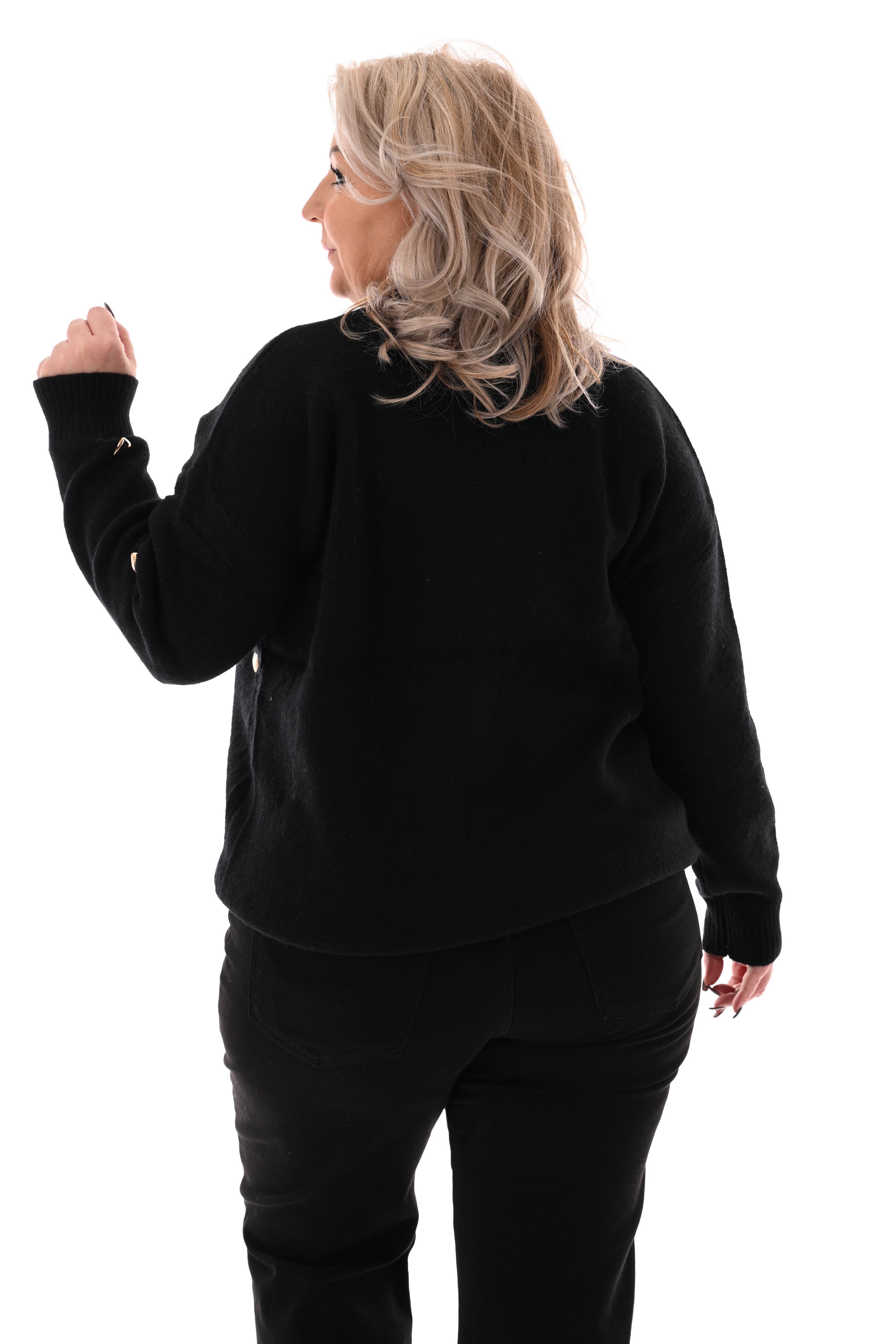 Kort vest hartjes v-hals zwart