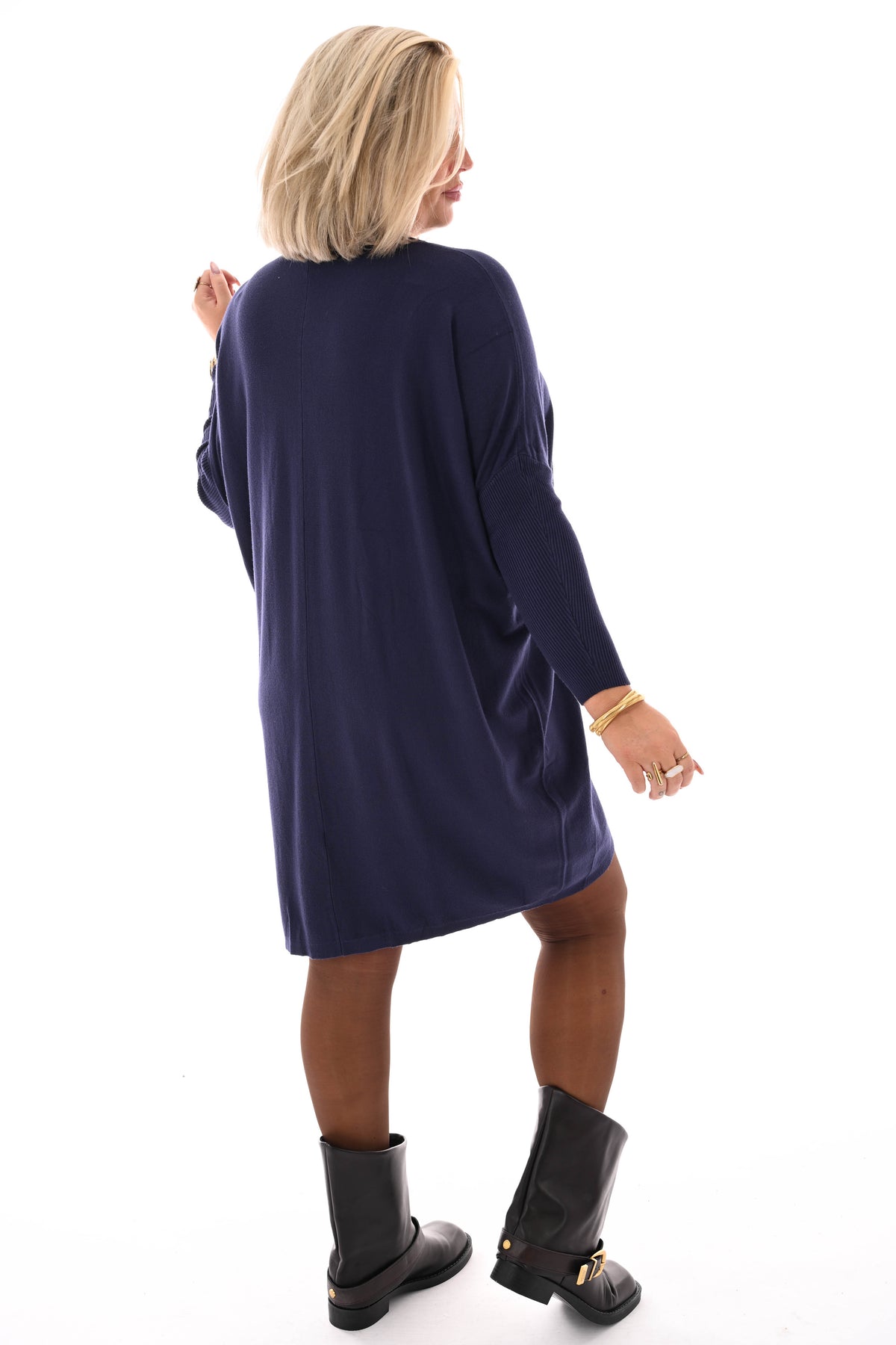 Basic trui met zakjes marineblauw