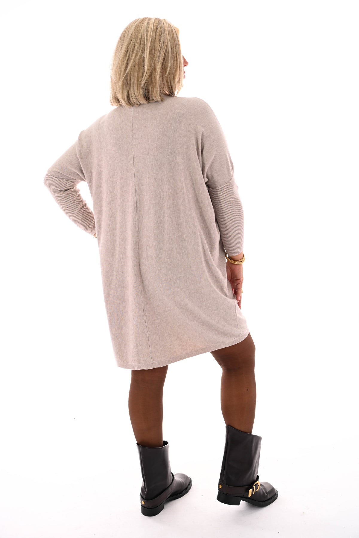 Basic trui met zakjes taupe