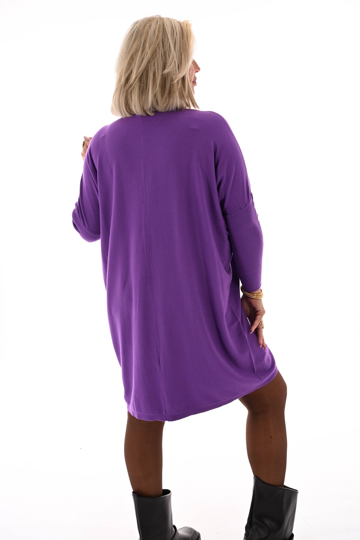 Basic trui met zakjes paars