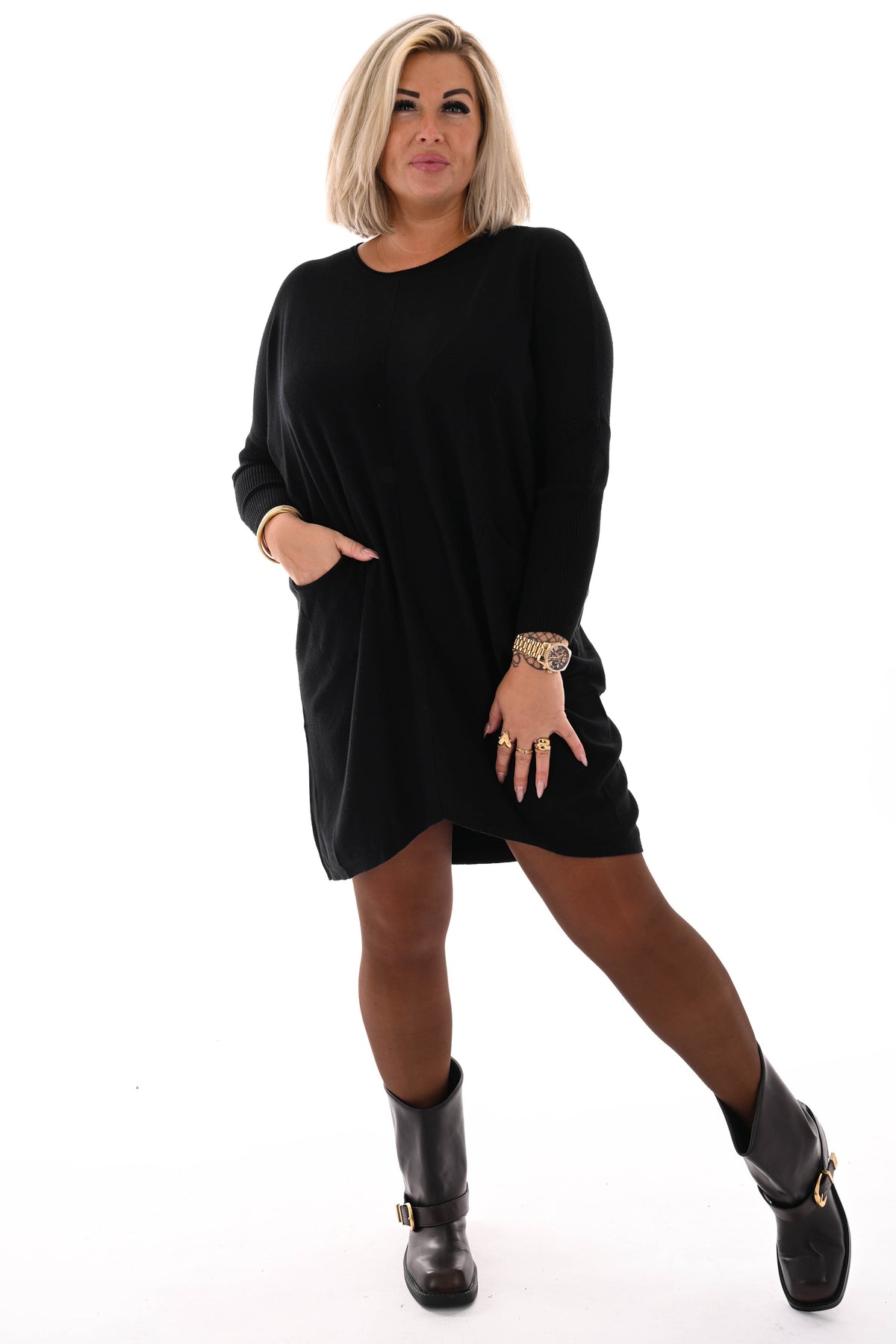 Basic trui met zakjes zwart