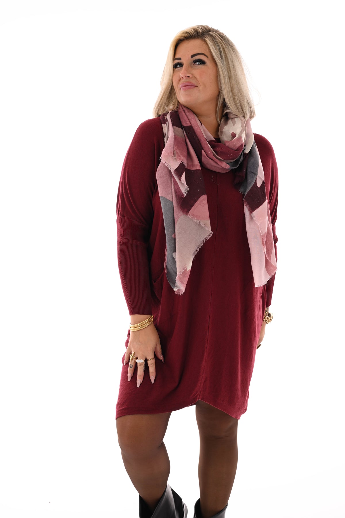 Basic trui met zakjes bordeaux