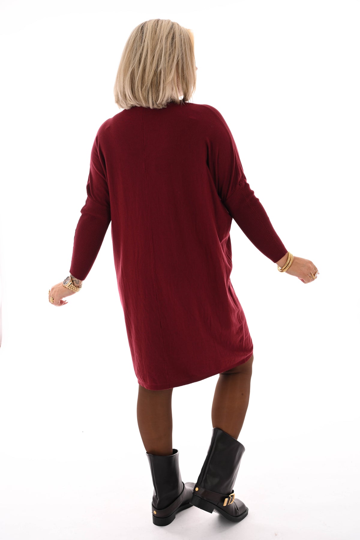 Basic trui met zakjes bordeaux