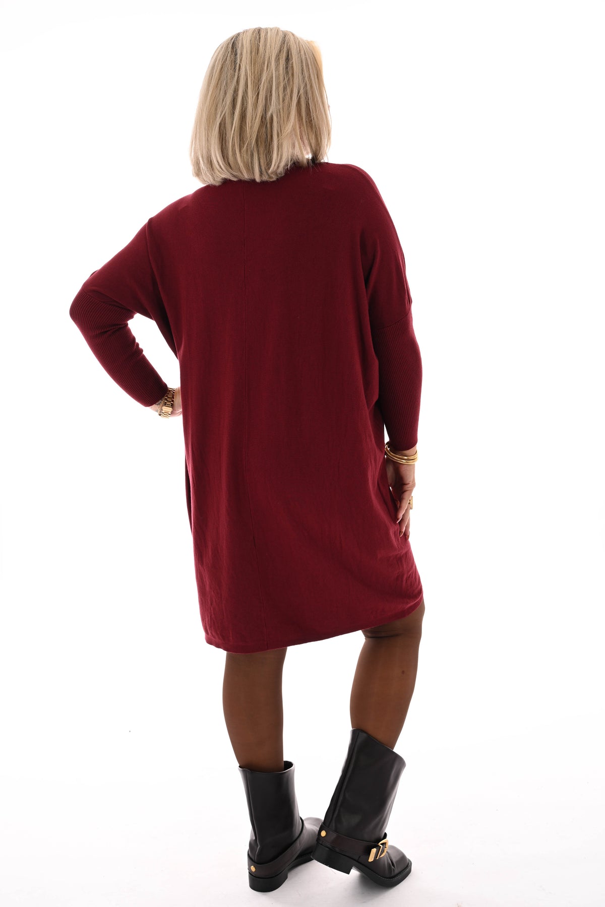 Basic trui met zakjes bordeaux