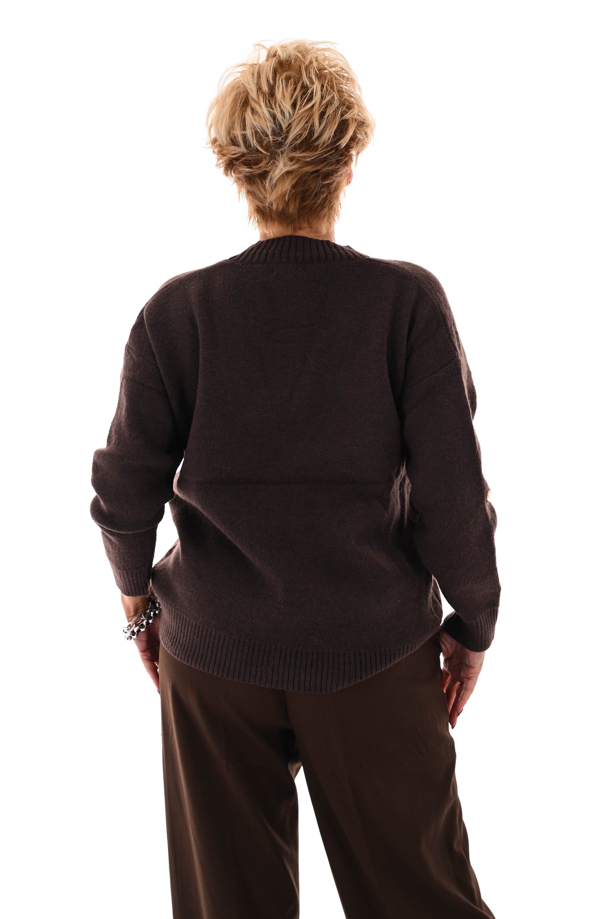 Kort vest hartjes v-hals bruin